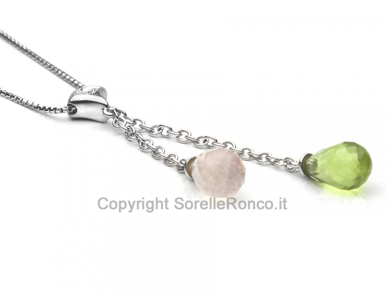 COLLANA PUNTO LUCE PERIDOTO E QUARZO